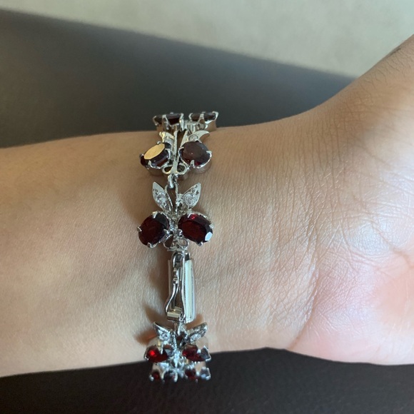 Butterfly garnet bracelet diamond - Picture 3 of 8